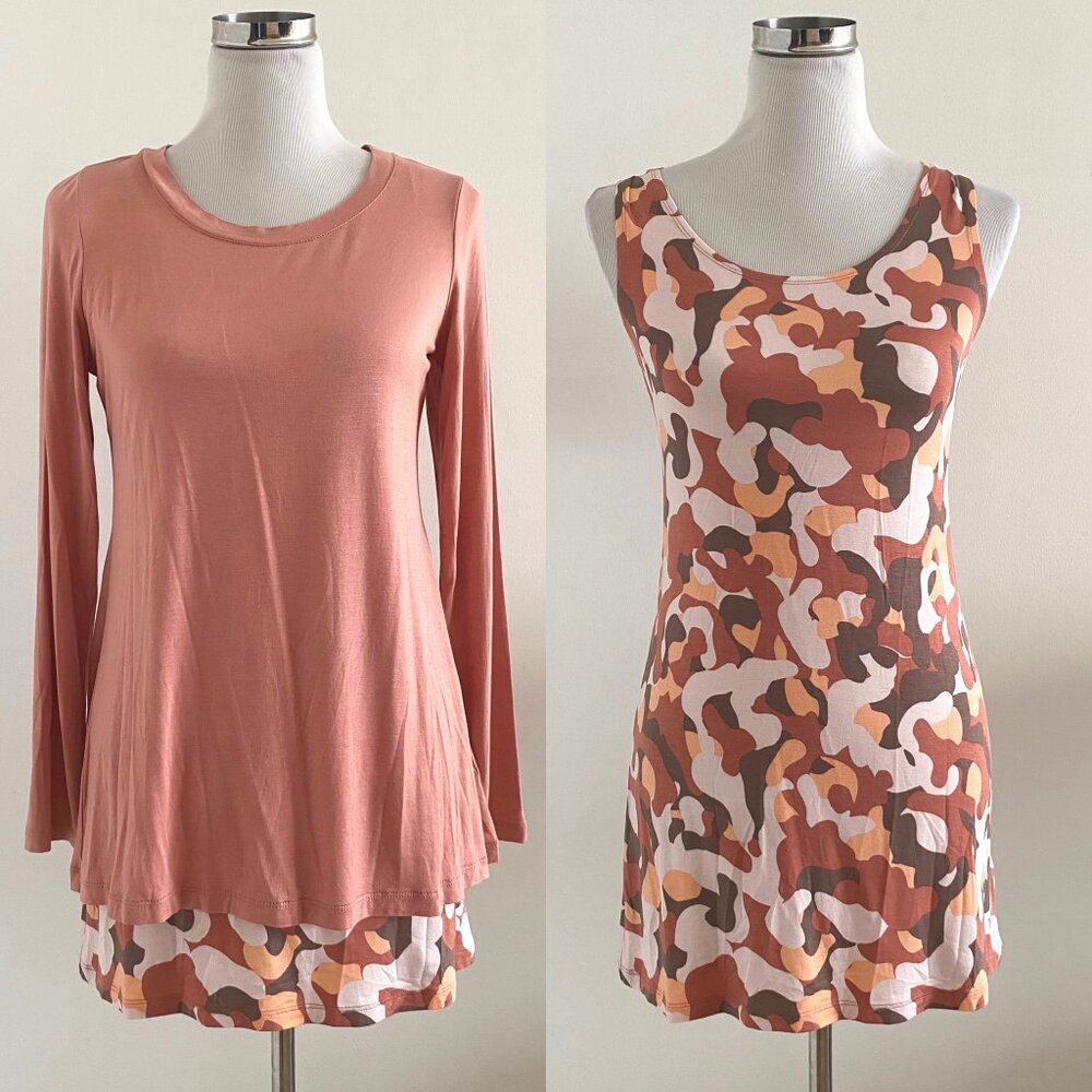 LOGO by Lori Goldstein Twin Set Long Sleeve Top and Printed Tank